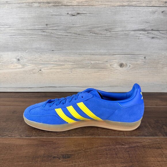 adidas Gazelle Indoor Mens Size 10.5 Blue Pure Sulfur Gum JQ2691 - Picture 7 of 9